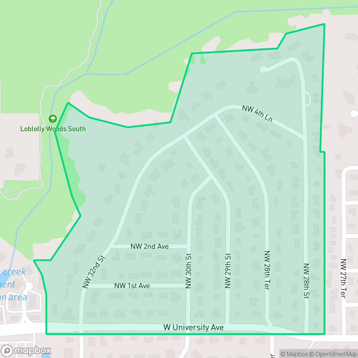 Map showing the location of Black Acres, Gainesville, FL