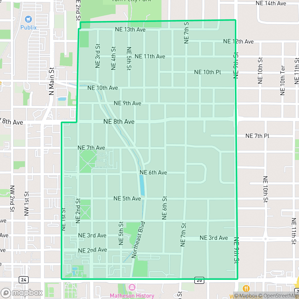 Map showing the location of Duckpond, Gainesville, FL