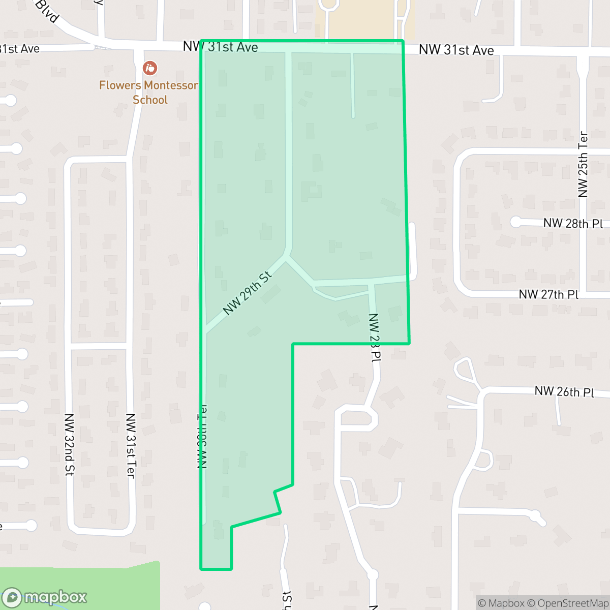 Map showing the location of Edgewood Hills, Gainesville, FL