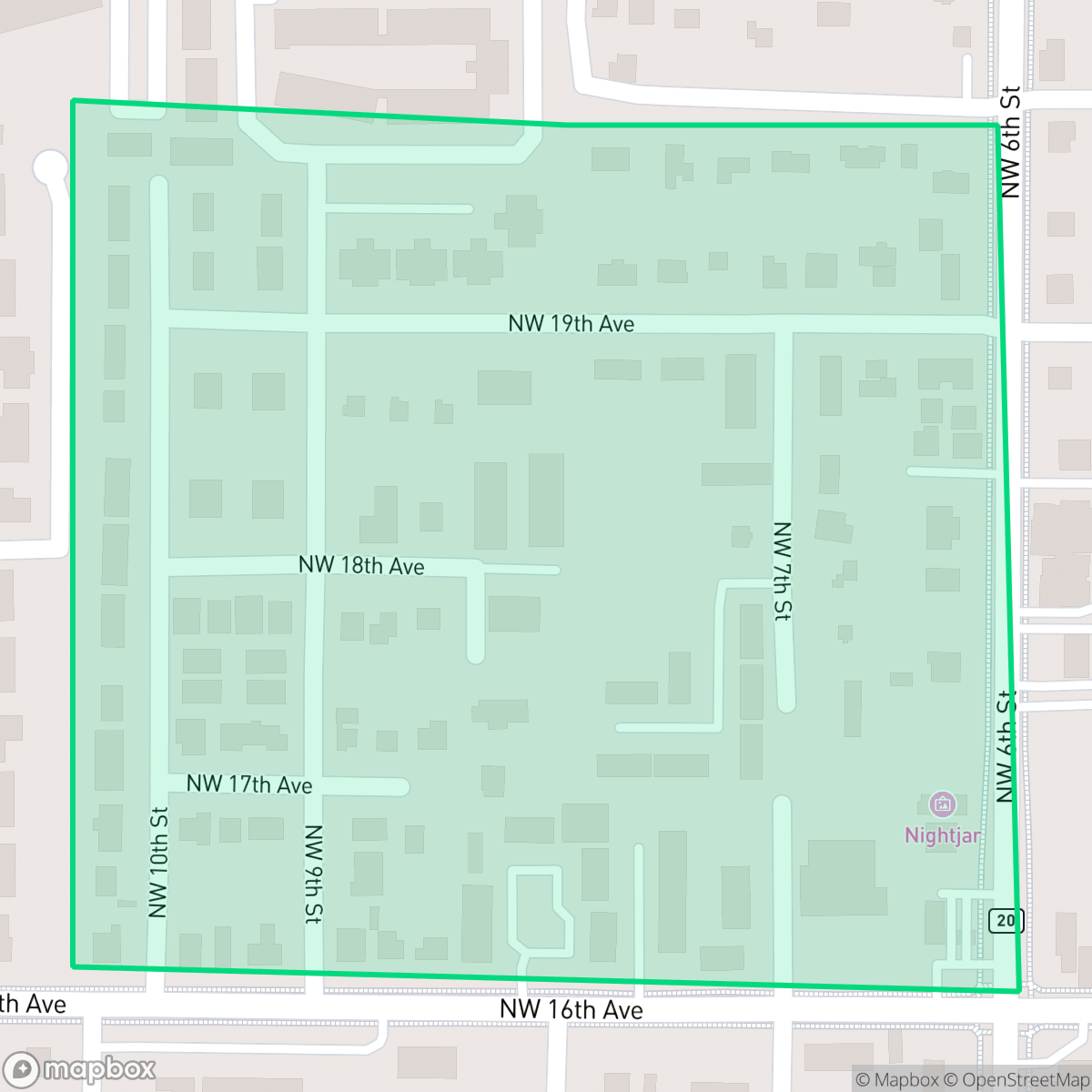Map showing the location of Gateway Park, Gainesville, FL