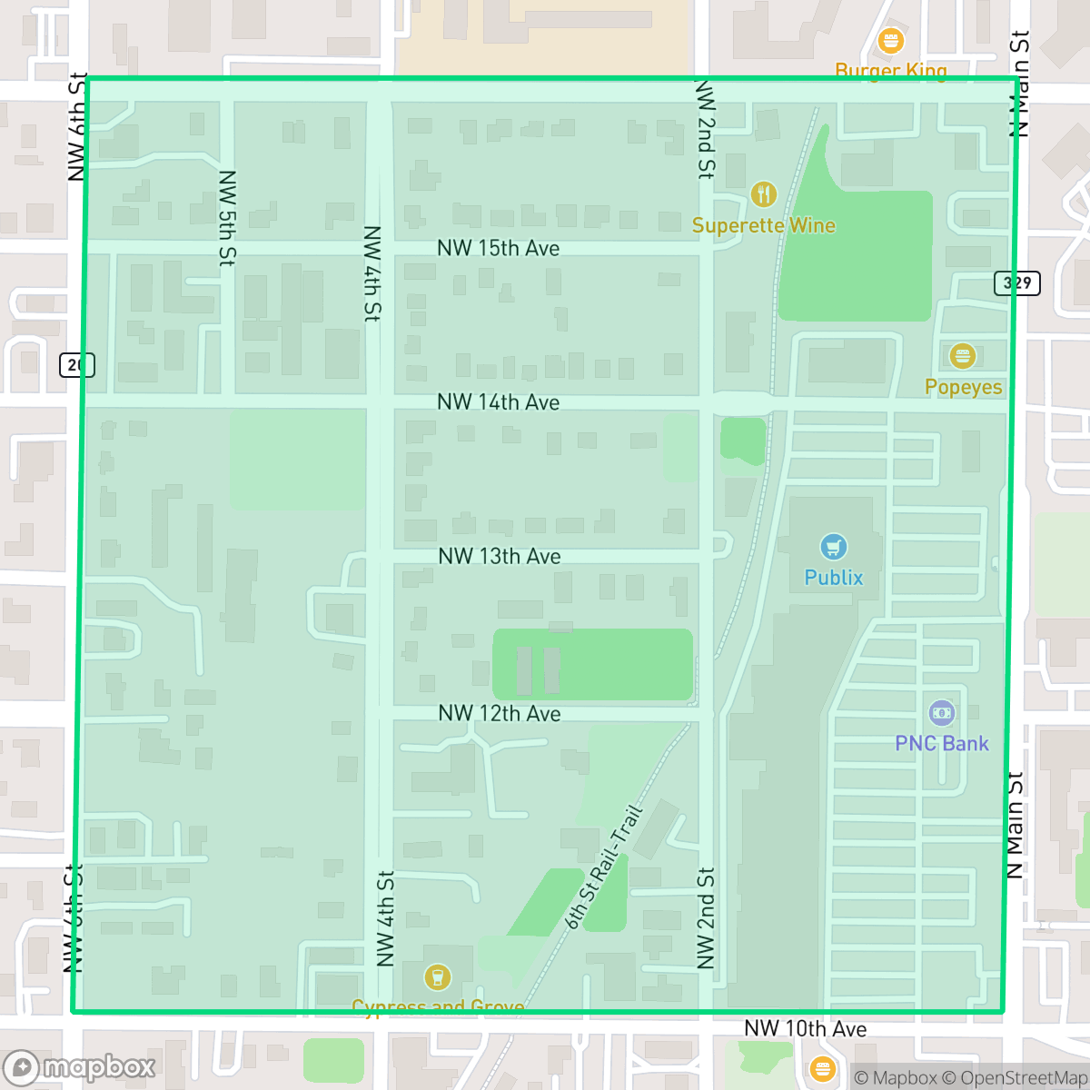 Map showing the location of Grove Street, Gainesville, FL