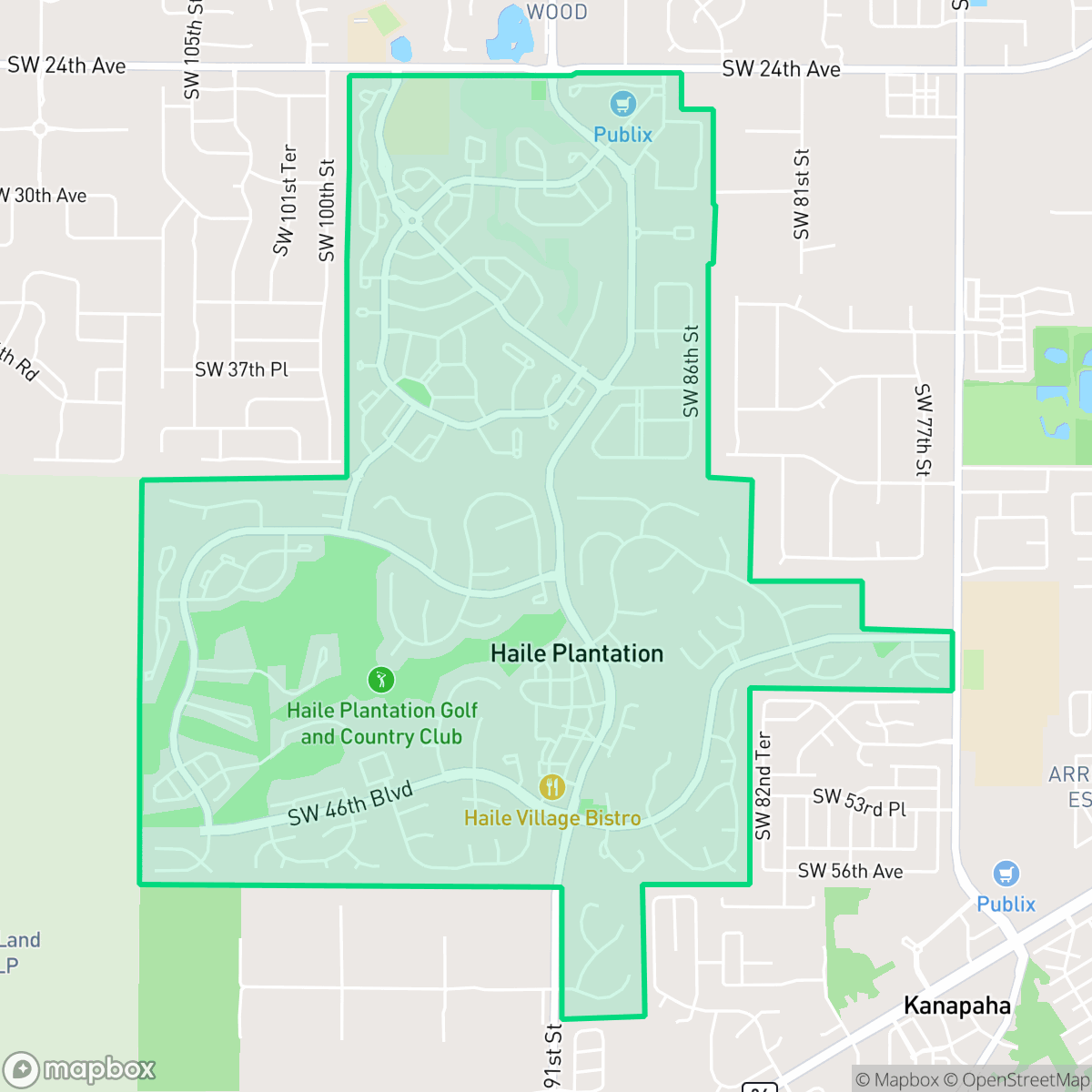 Map showing the location of Haile Plantation, Gainesville, FL