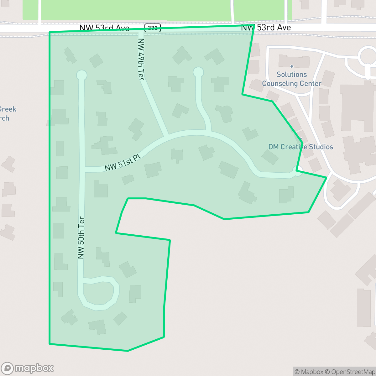 Map showing the location of Kensington Park, Gainesville, FL