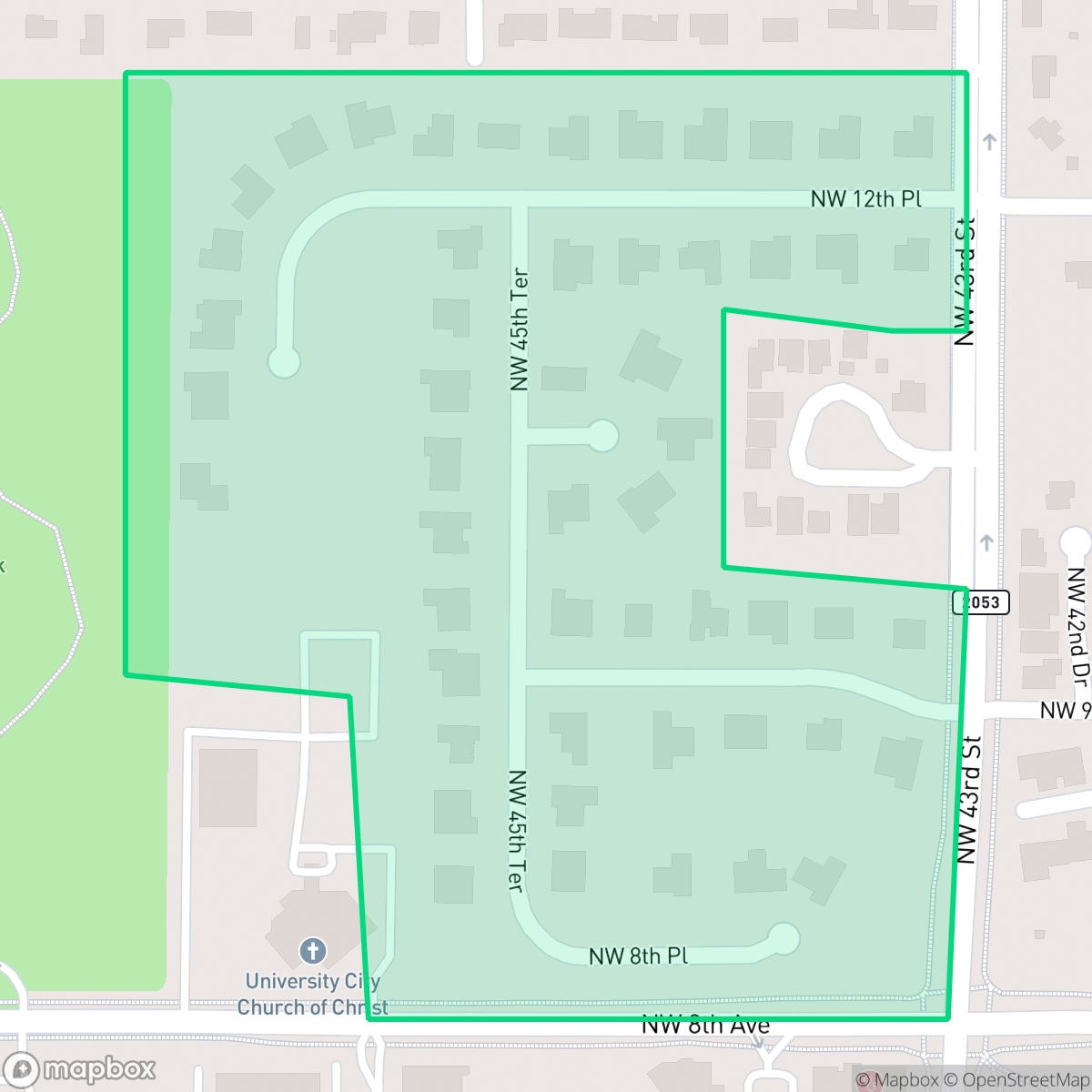Map showing the location of Landmark Woods, Gainesville, FL