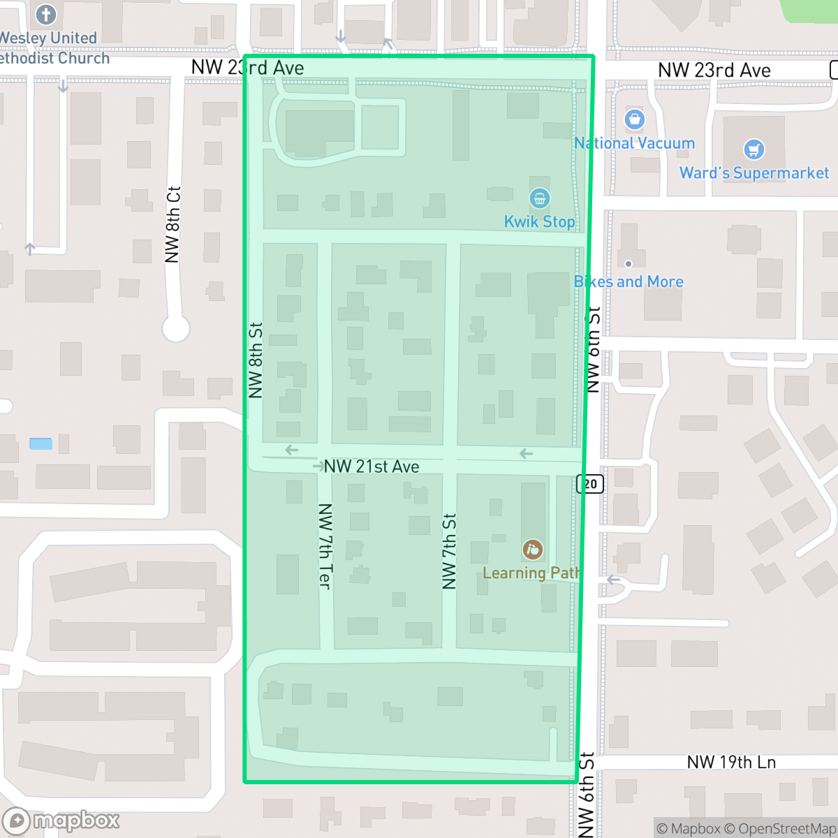 Map showing the location of Pinepark, Gainesville, FL
