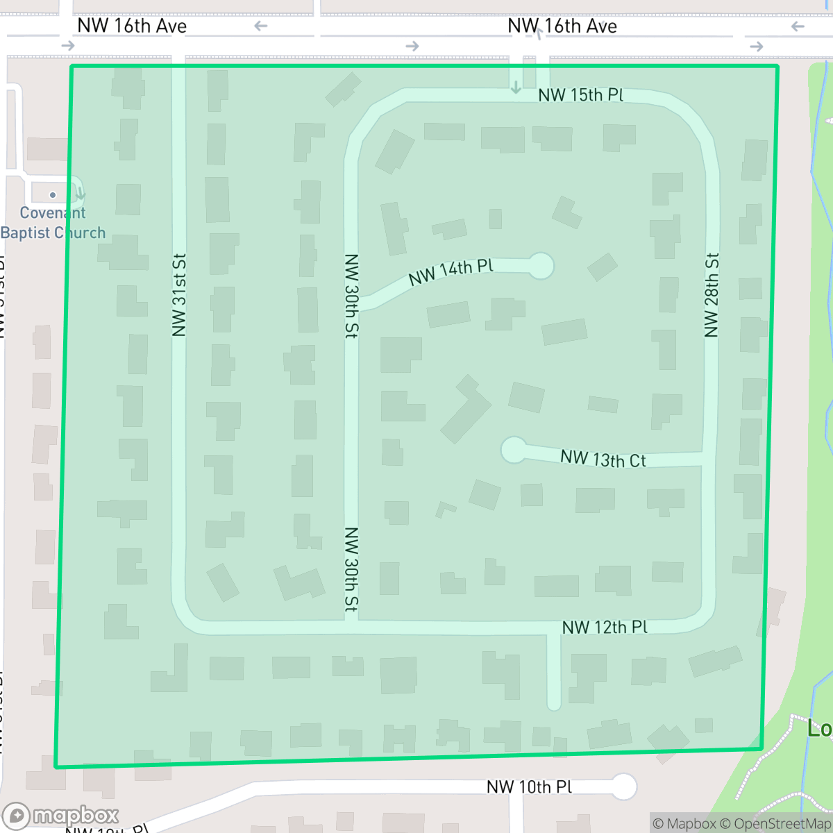 Map showing the location of Ridgewood, Gainesville, FL