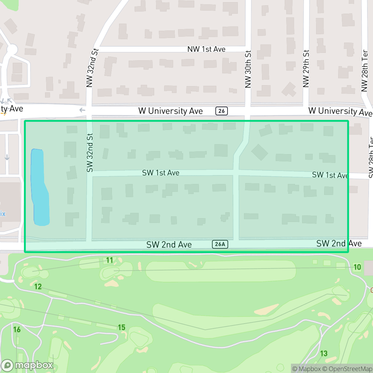 Map showing the location of South Black Acres, Gainesville, FL