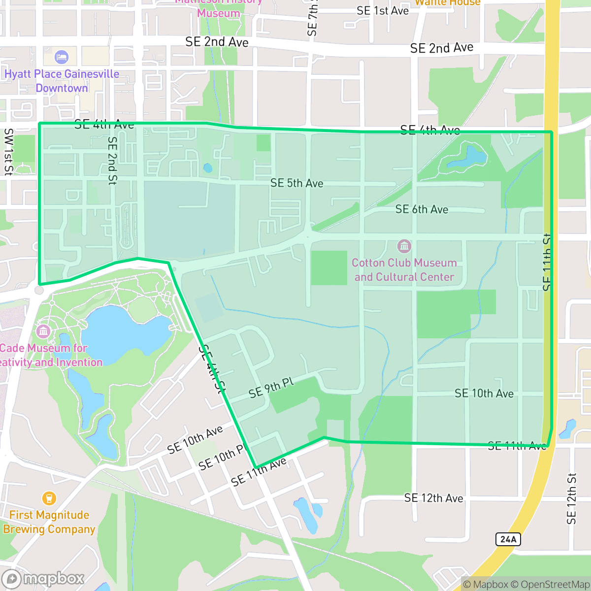 Map showing the location of Springhill, Gainesville, FL