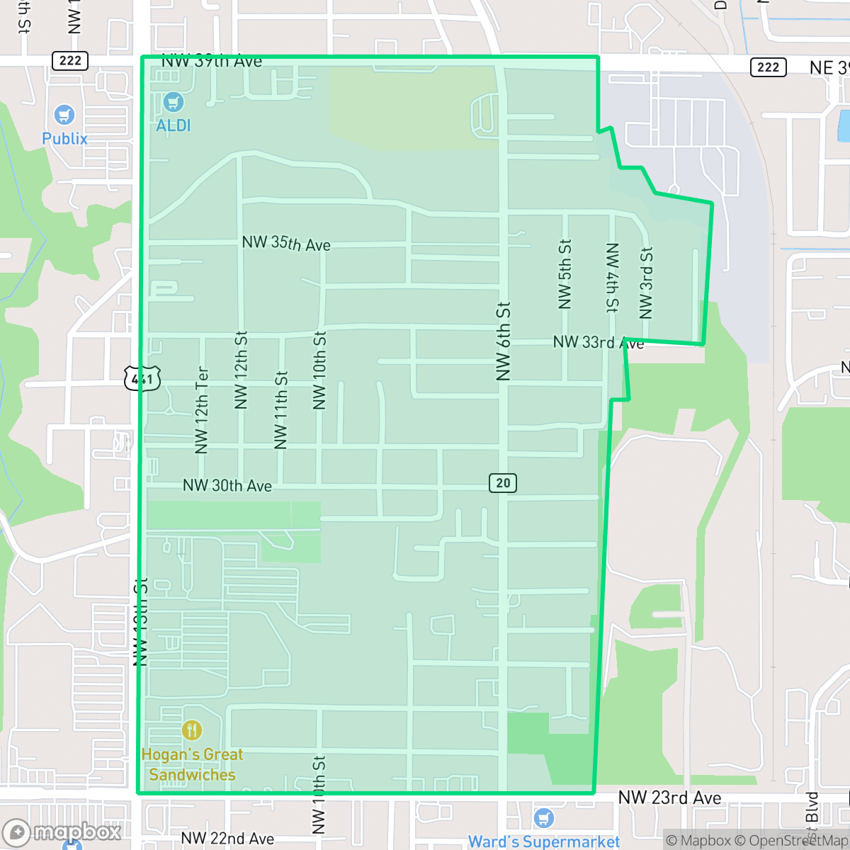 Map showing the location of Stephen Foster, Gainesville, FL
