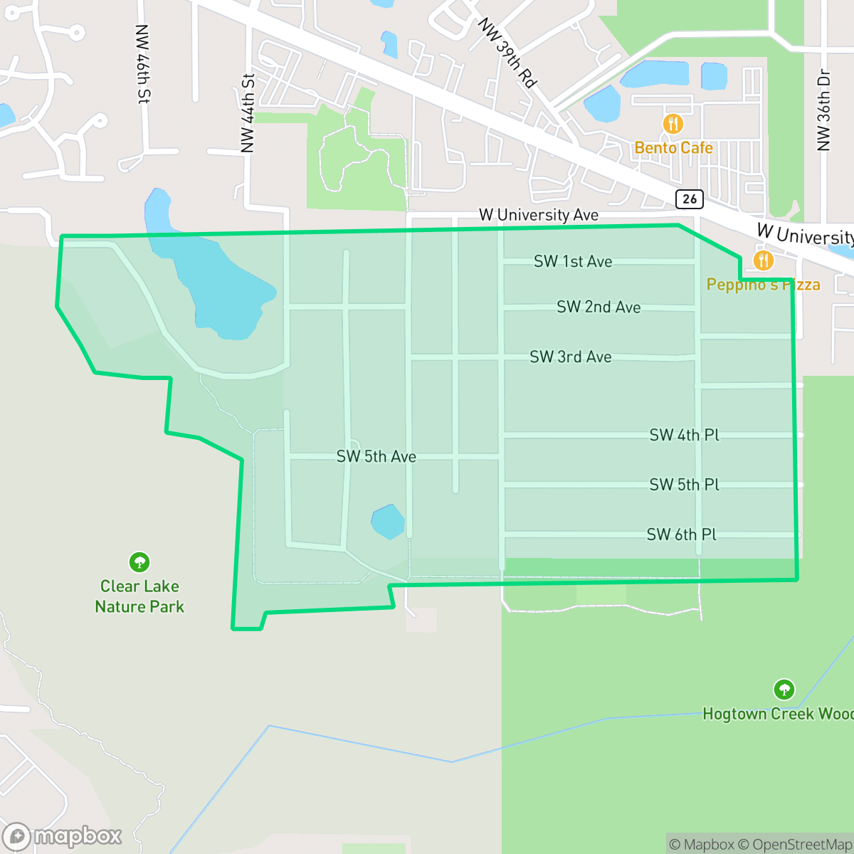 Map showing the location of Sugar Foot, Gainesville, FL