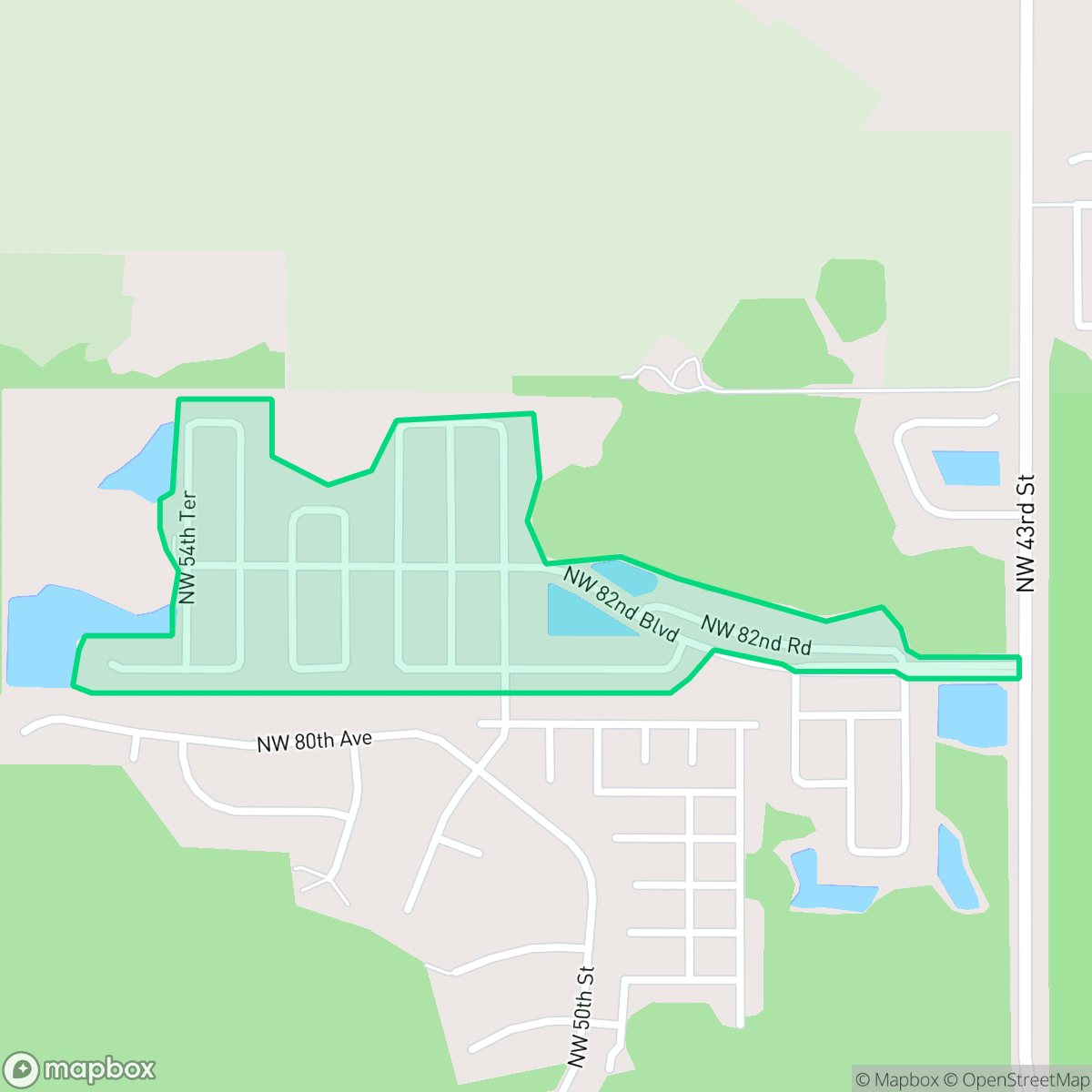 Map showing the location of Weschester, Gainesville, FL