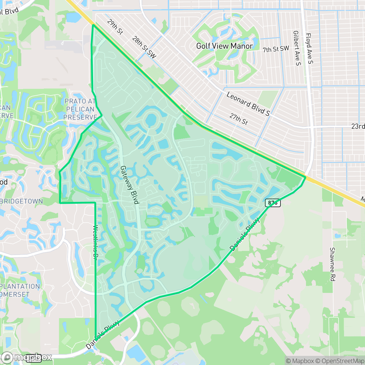 Map showing the location of Gateway, FL — coverage area