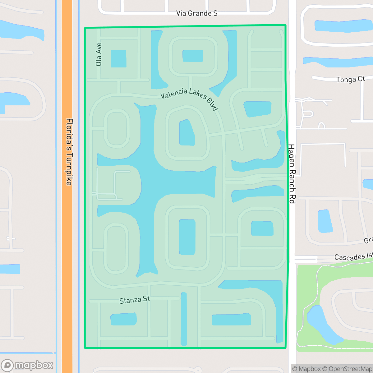Map showing the location of Valencia Lakes, Golf, FL