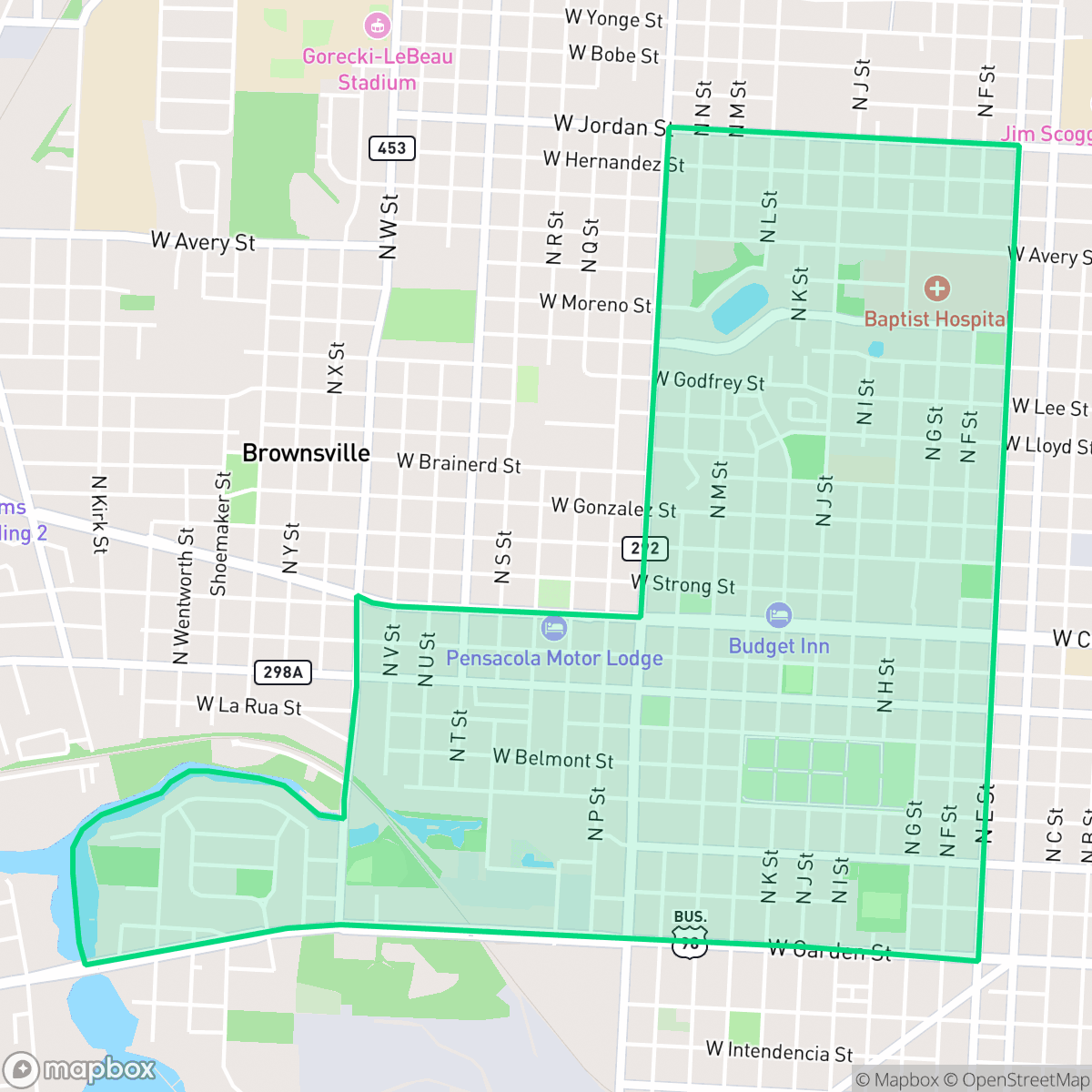 Map showing the location of Sunny Ridge, Goulding, FL