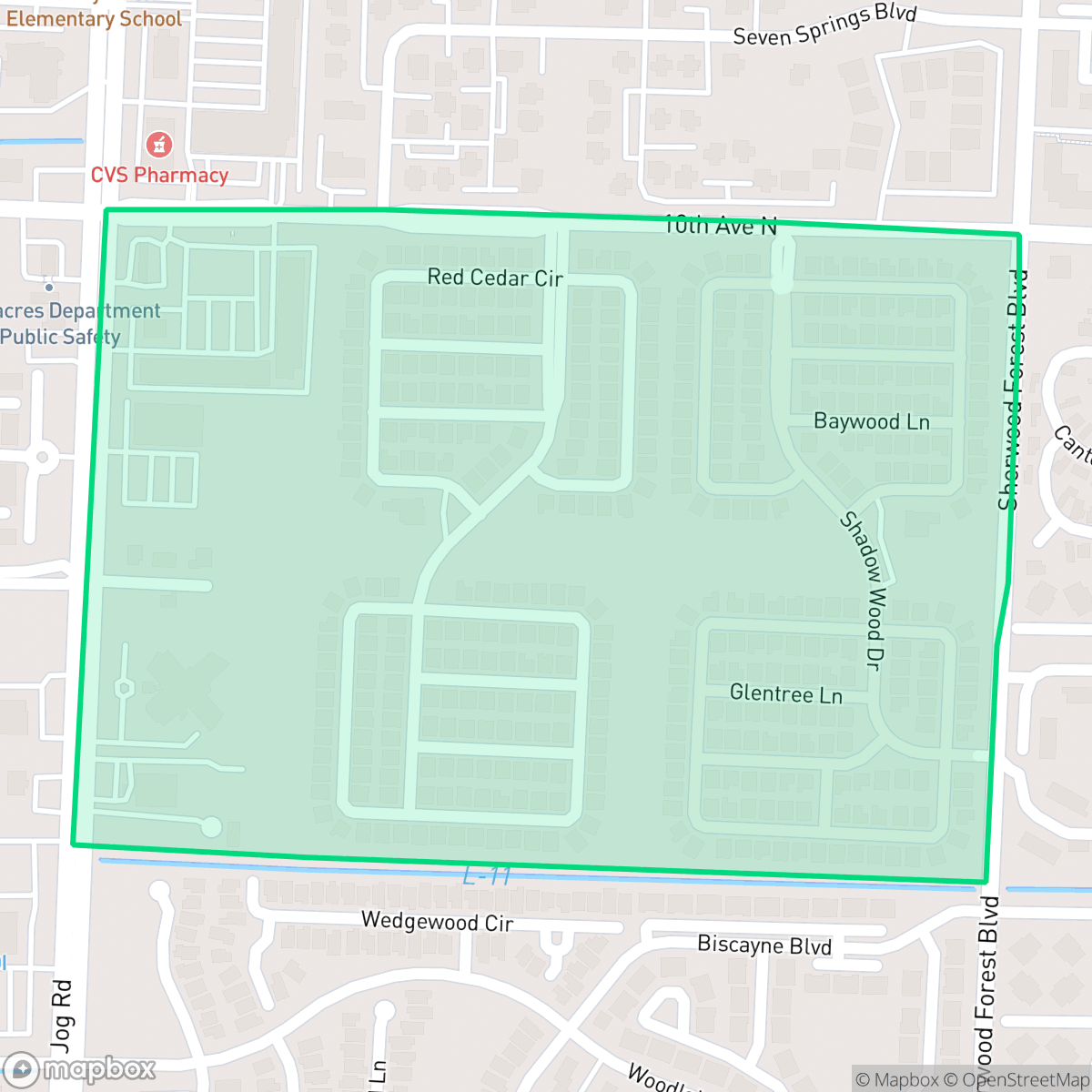 Map showing the location of Buttonwood, Greenacres, FL