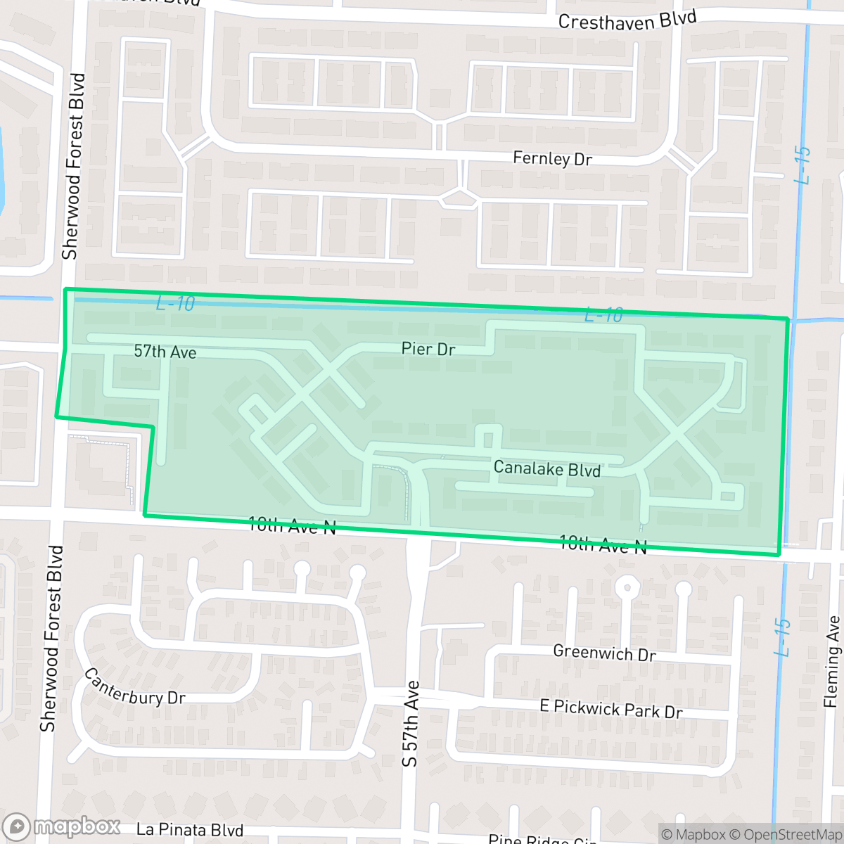 Map showing the location of Canalakes, Greenacres, FL