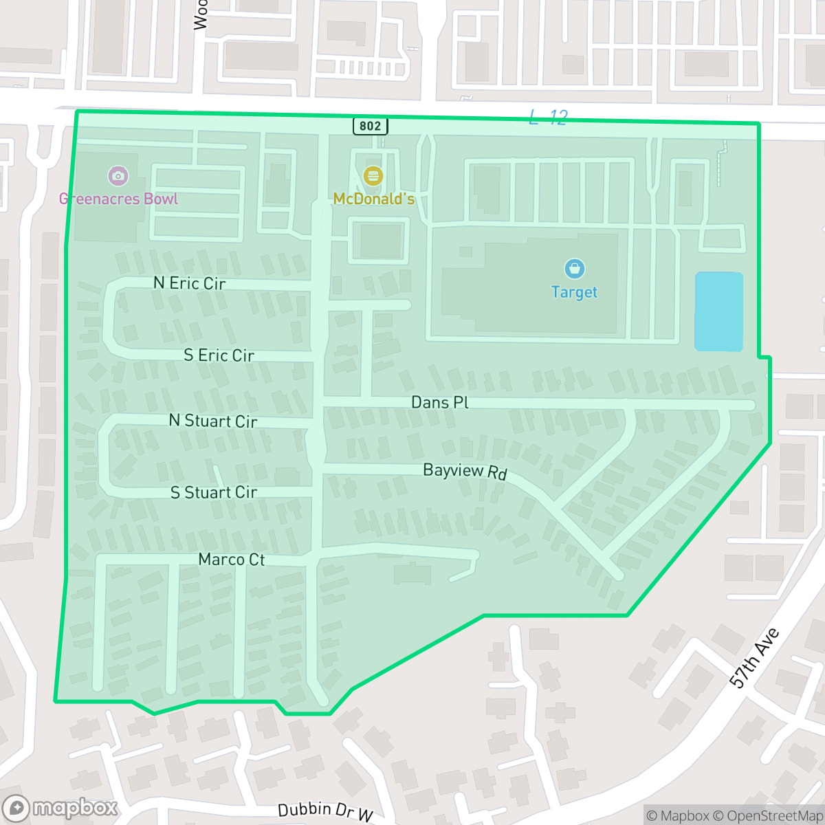 Map showing the location of Colonial Coach Estates, Greenacres, FL
