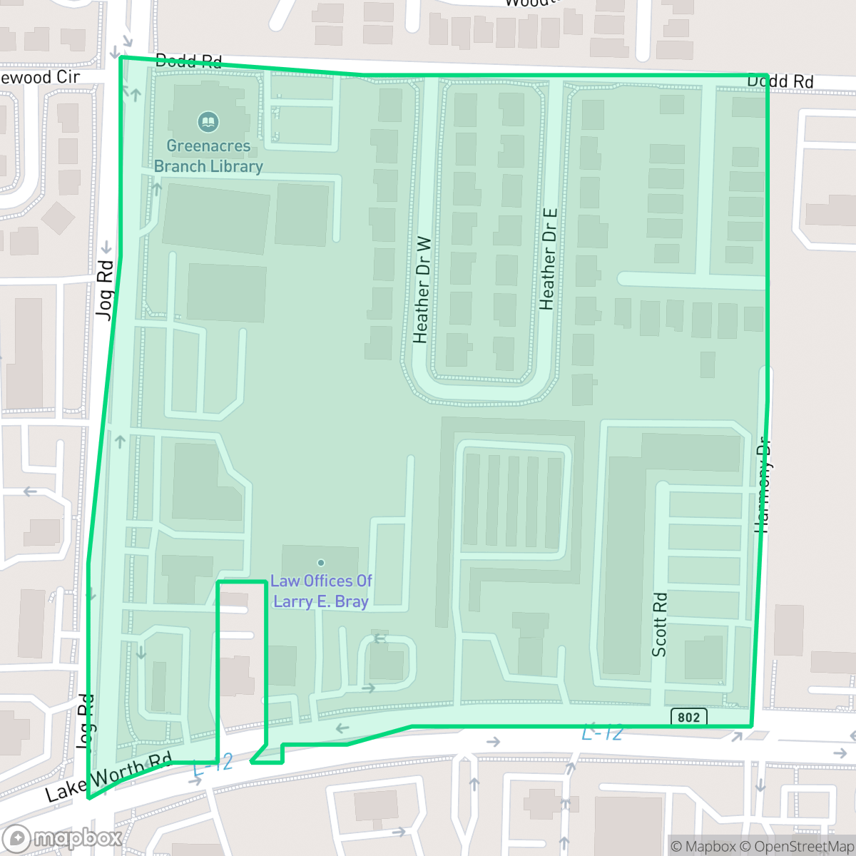 Map showing the location of Heather Estates, Greenacres, FL