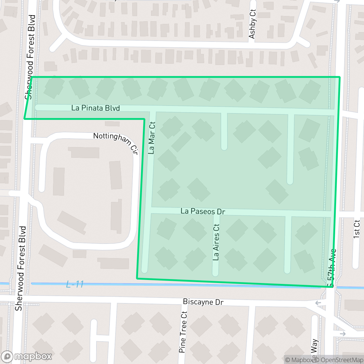 Map showing the location of La Pinata, Greenacres, FL