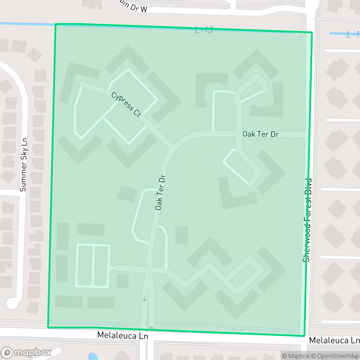 Map showing the location of Oak Terrace, Greenacres, FL