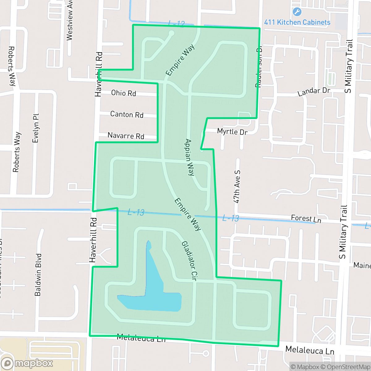 Map showing the location of Palm Beach Villas, Greenacres, FL