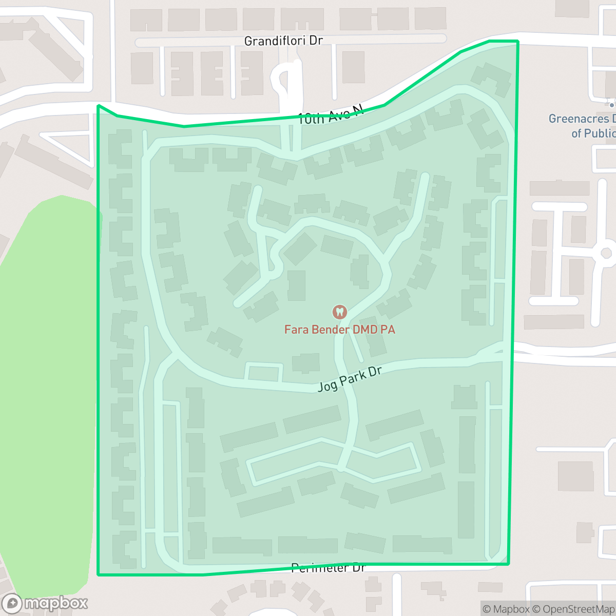 Map showing the location of Park Pointe, Greenacres, FL