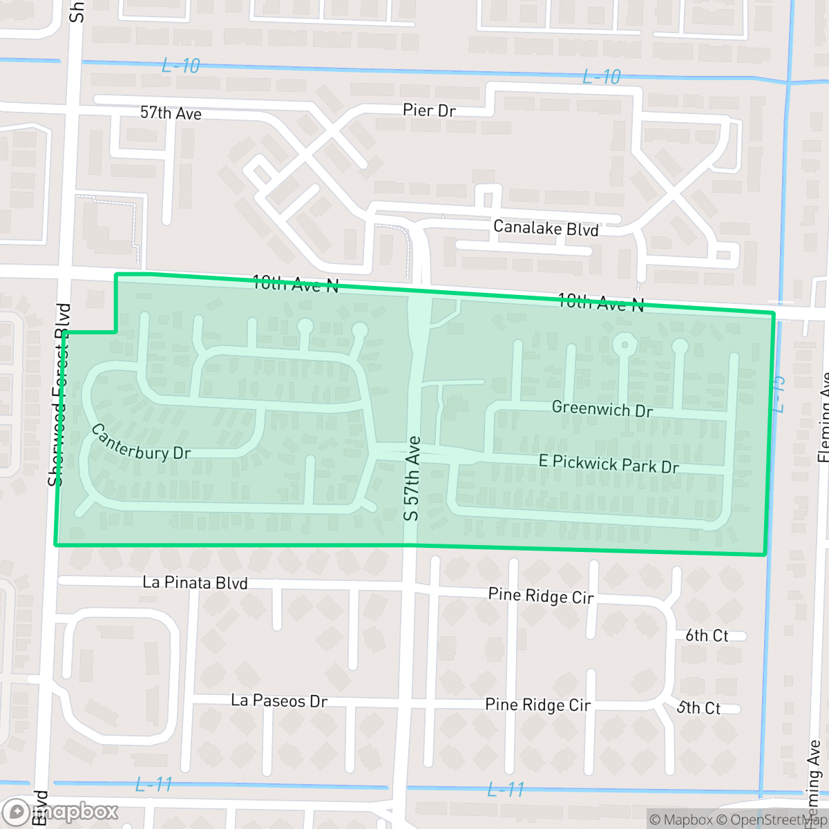 Map showing the location of Pickwick Park, Greenacres, FL