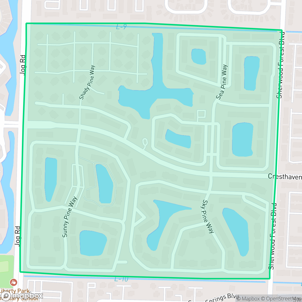 Map showing the location of Pine Ridge North, Greenacres, FL
