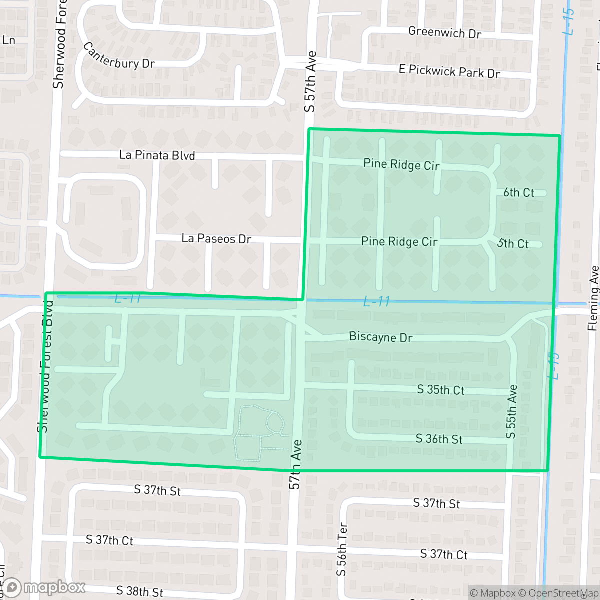 Map showing the location of Pine Ridge, Greenacres, FL