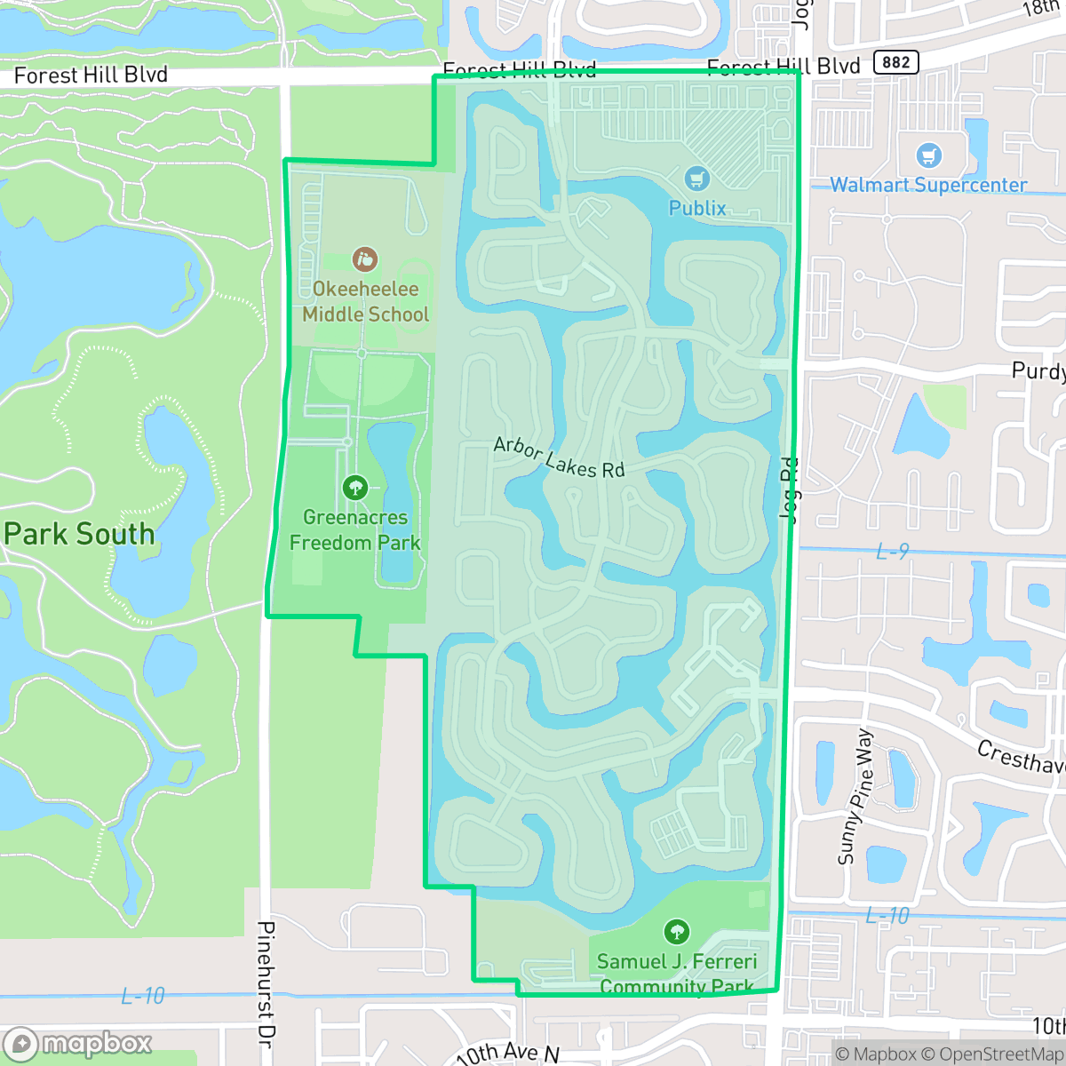Map showing the location of River Bridge, Greenacres, FL