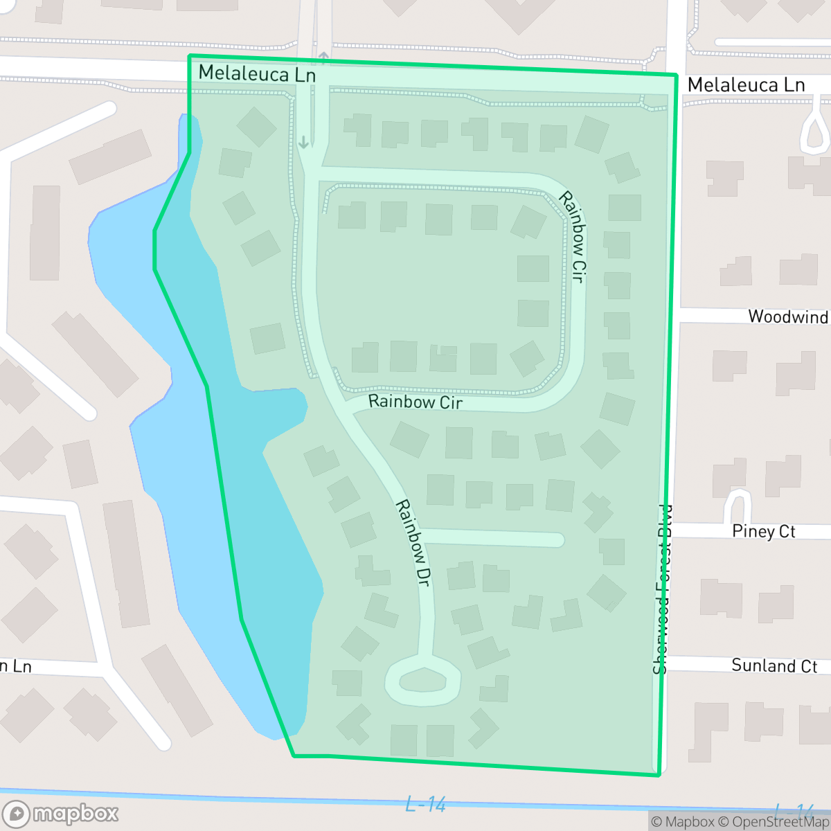 Map showing the location of The Rainbows, Greenacres, FL
