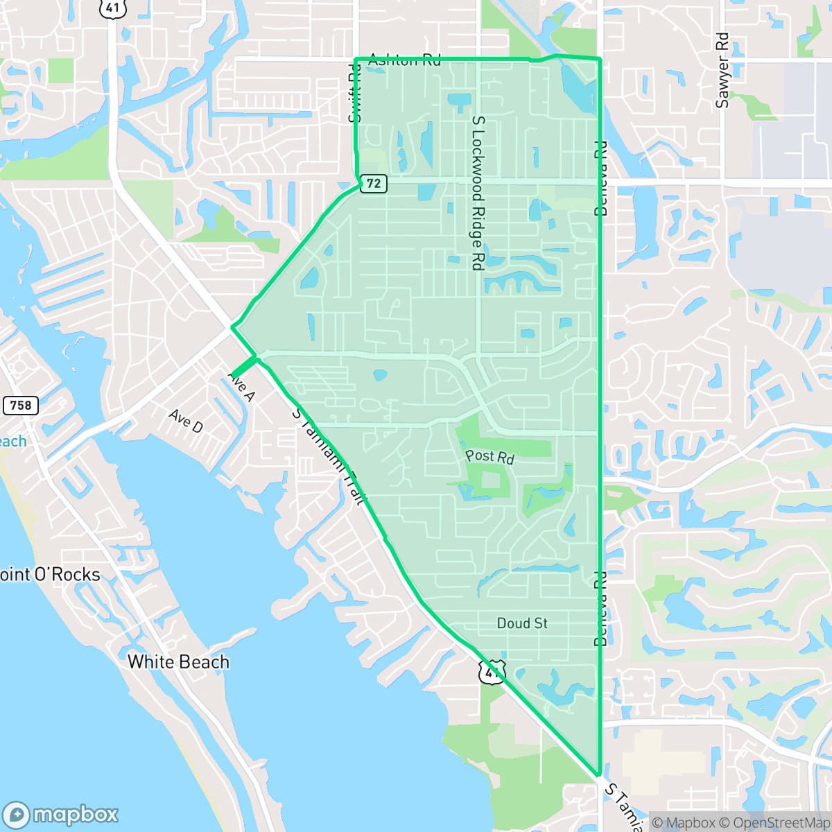 Map showing the location of Gulf Gate Estates, Gulf Gate, FL