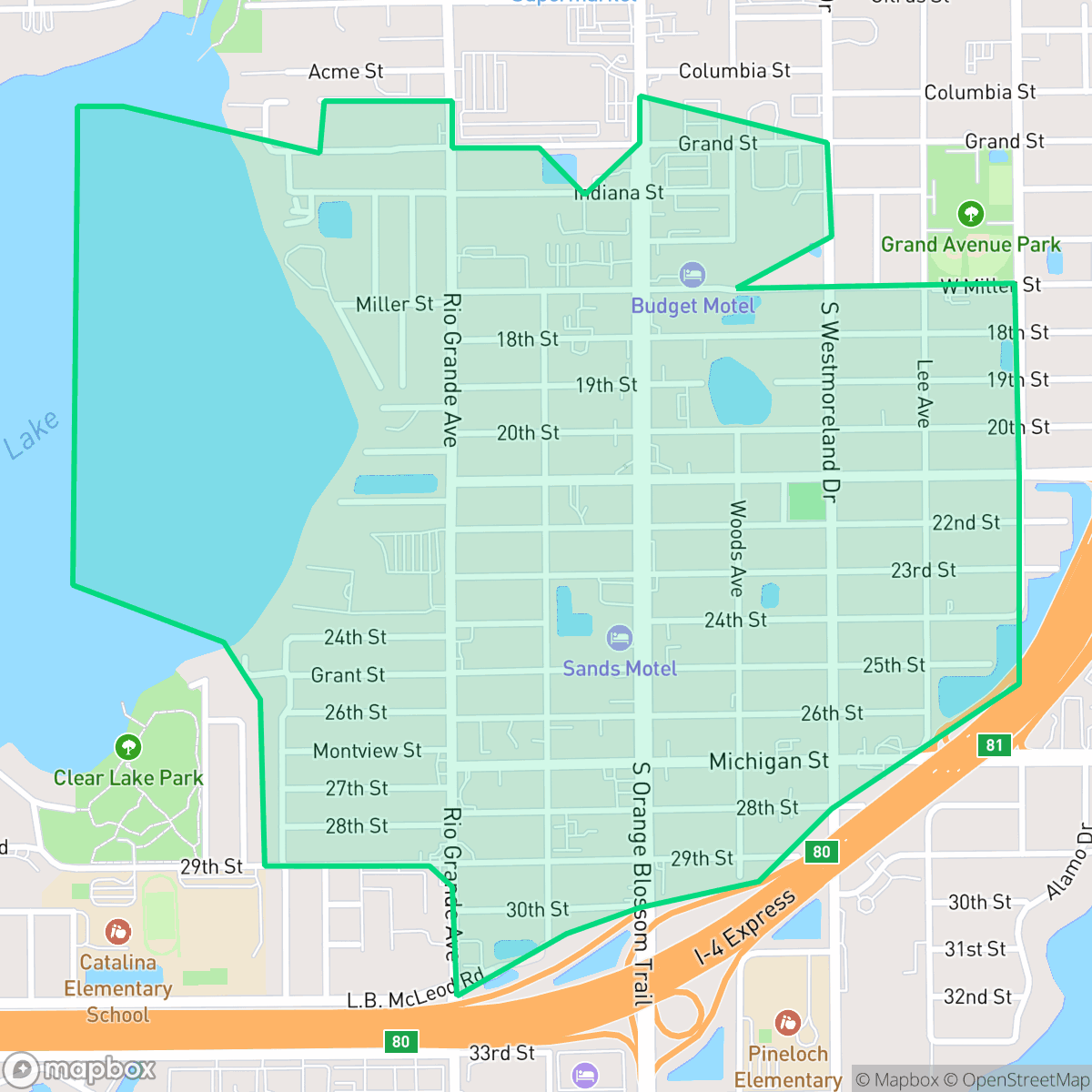 Map showing the location of Holden Heights, FL — coverage area