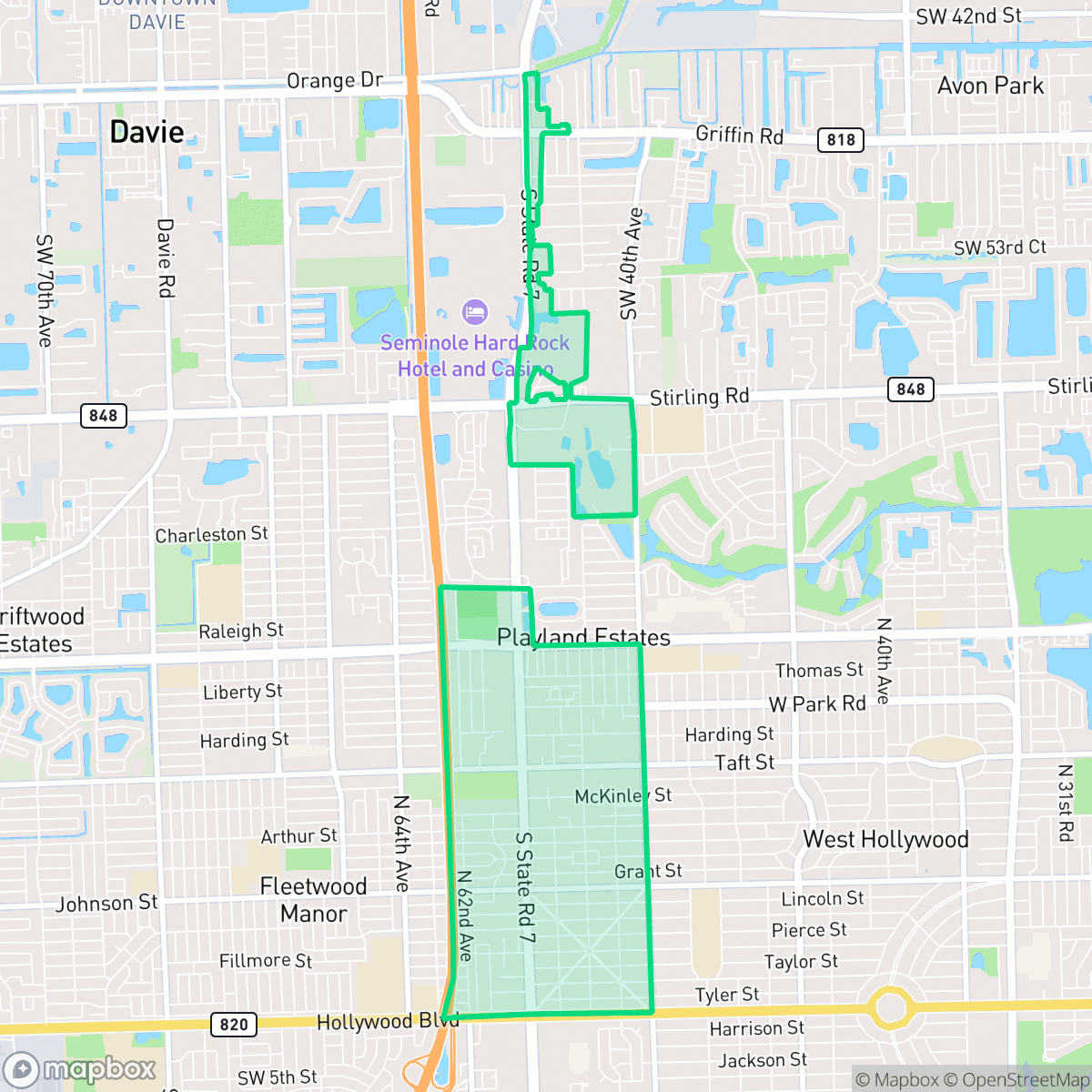Map showing the location of 441 Corridor, Hollywood, FL