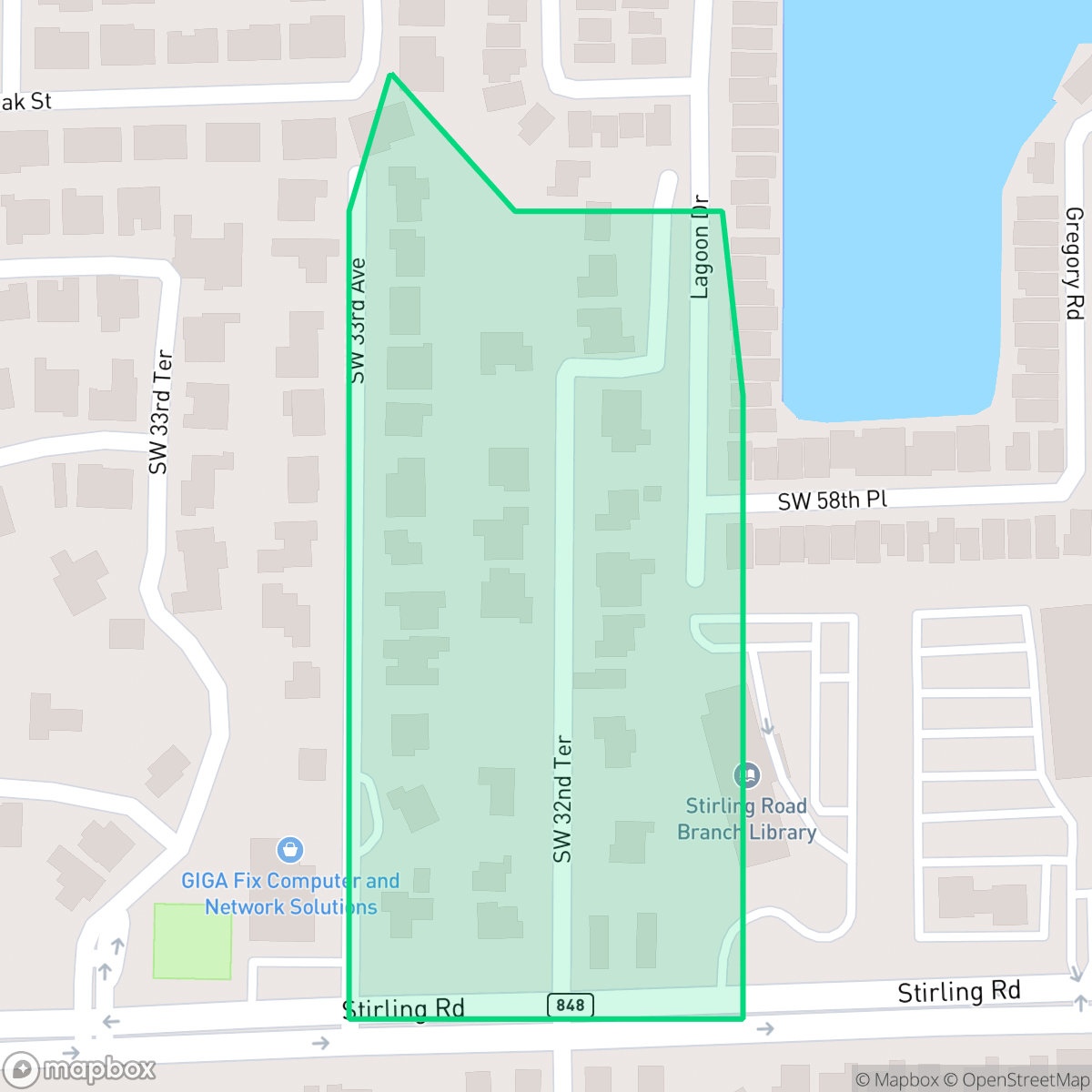 Map showing the location of Arapahoe Farms, Hollywood, FL