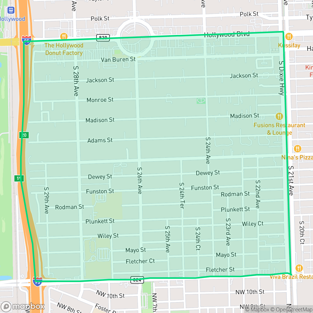 Map showing the location of Highland Garden, Hollywood, FL