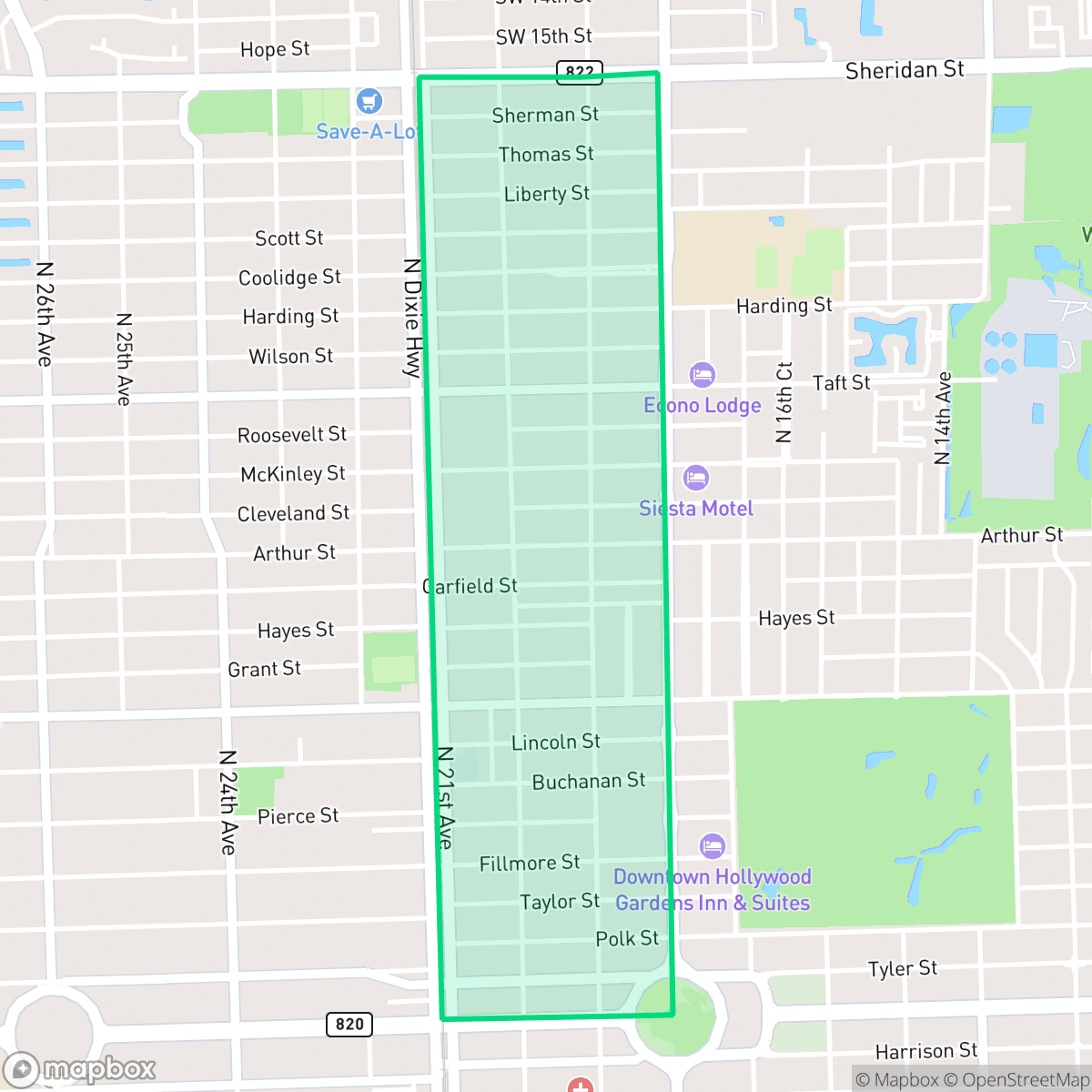 Map showing the location of Royal Poinciana, Hollywood, FL