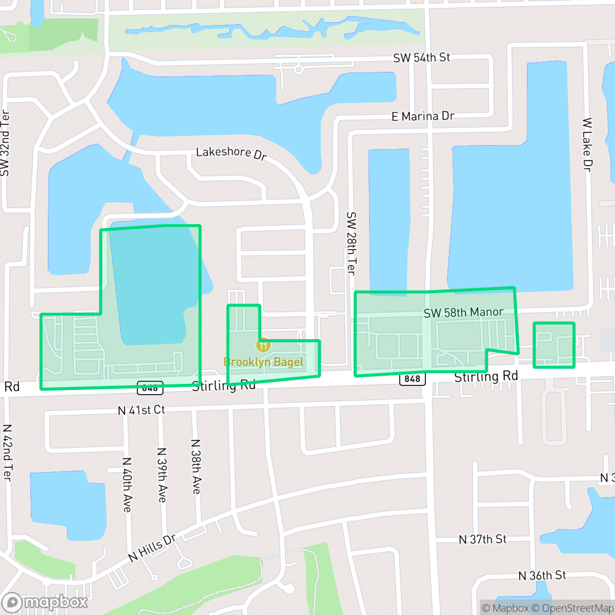 Map showing the location of Stirling Commercial, Hollywood, FL