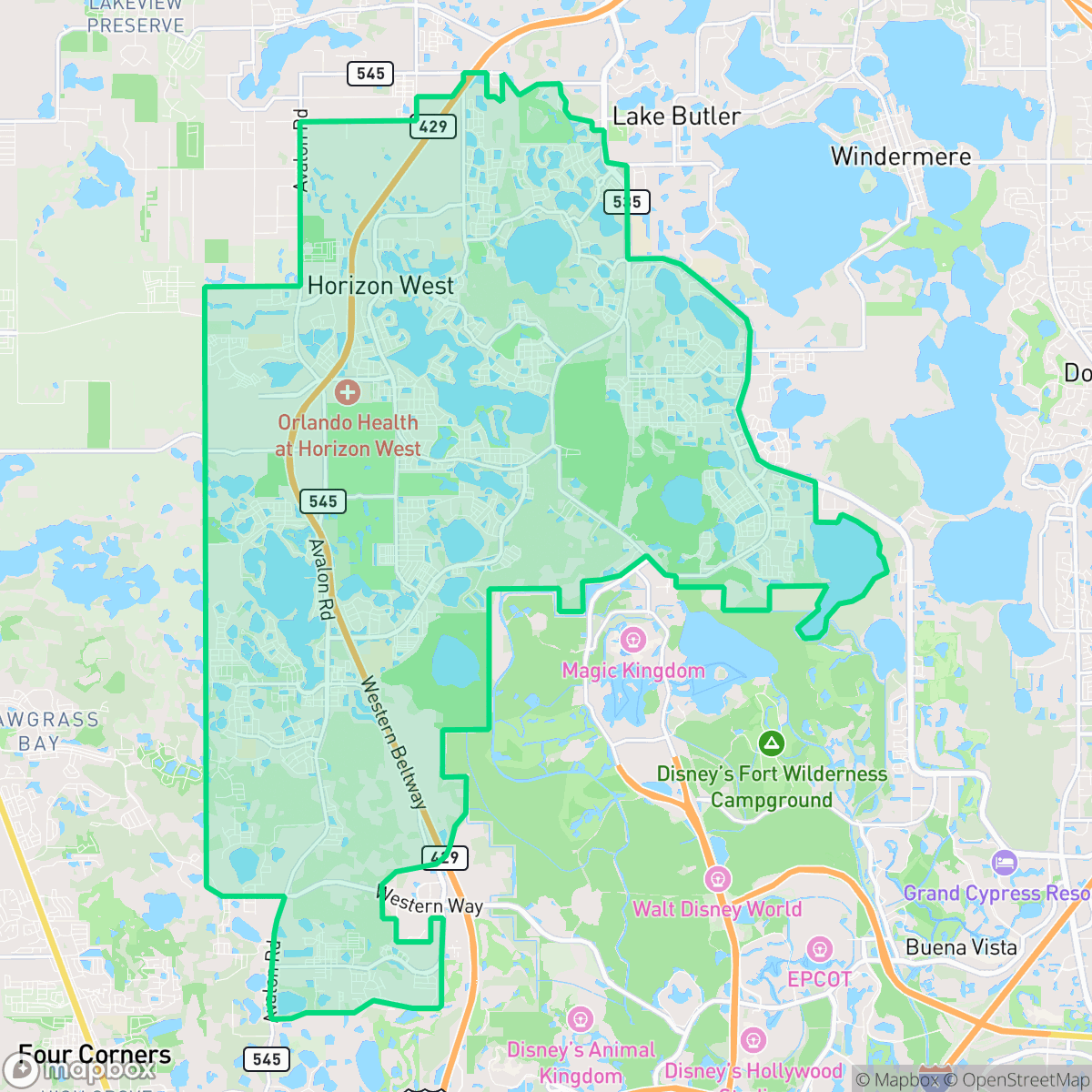 Map showing the location of Horizon West, FL — coverage area