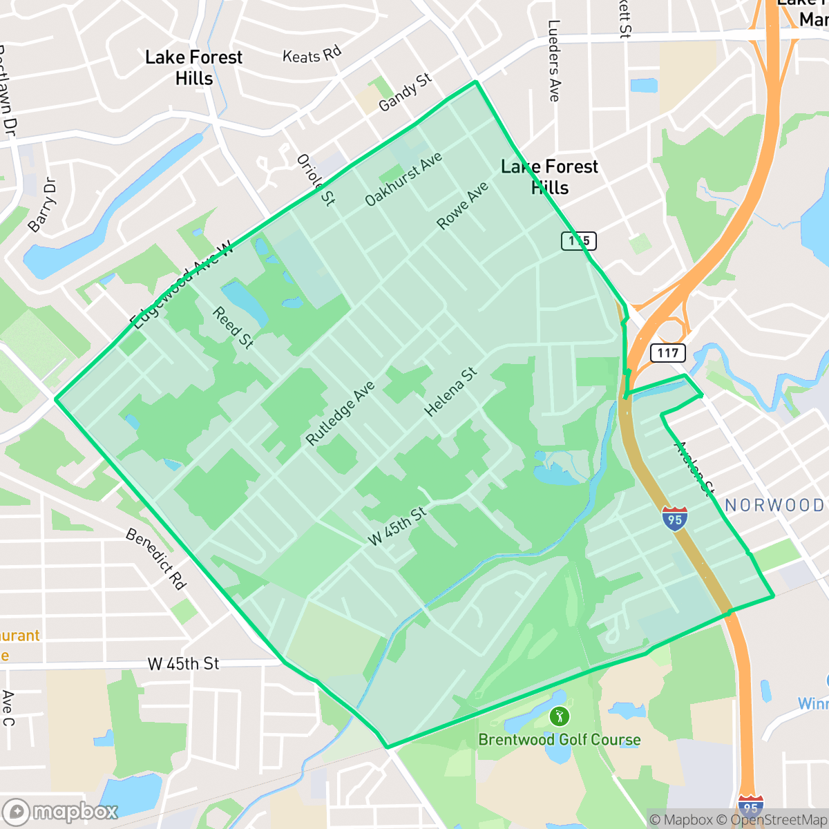 Map showing the location of 45th and Moncrief, Jacksonville, FL