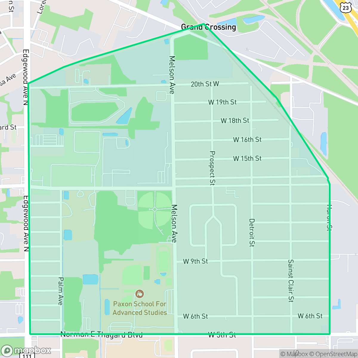 Map showing the location of Allendale, Jacksonville, FL