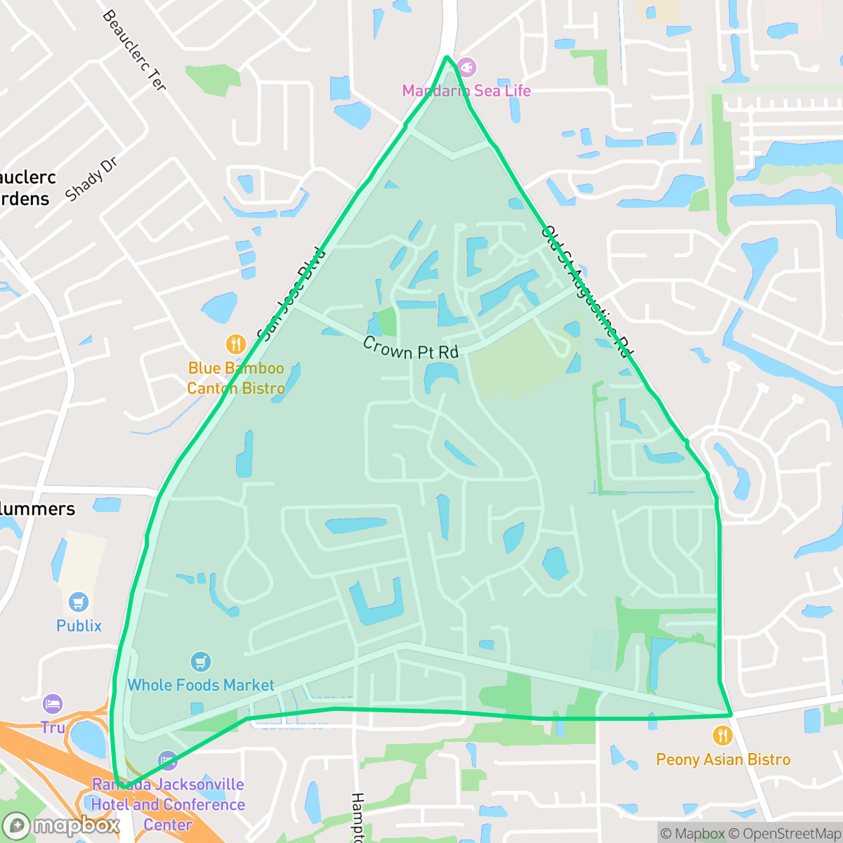 Map showing the location of Arrowhead, Jacksonville, FL