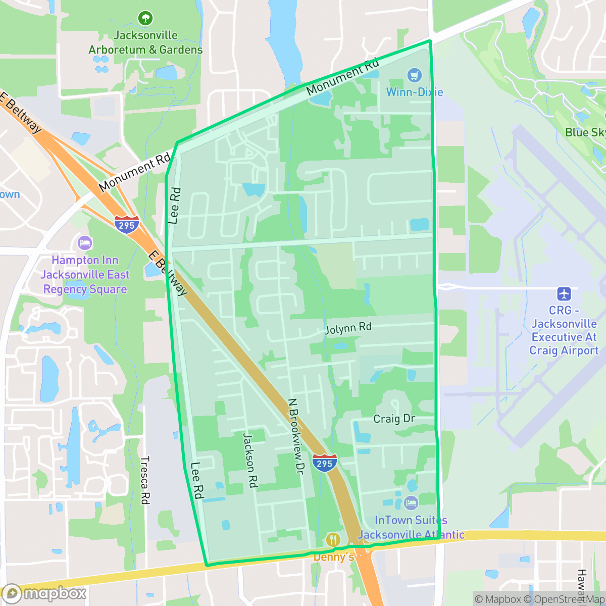Map showing the location of Atlantic Boulevard Estates, Jacksonville, FL