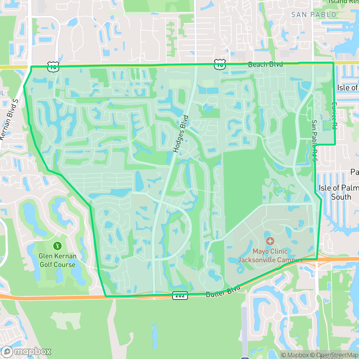 Map showing the location of Beach Haven, Jacksonville, FL