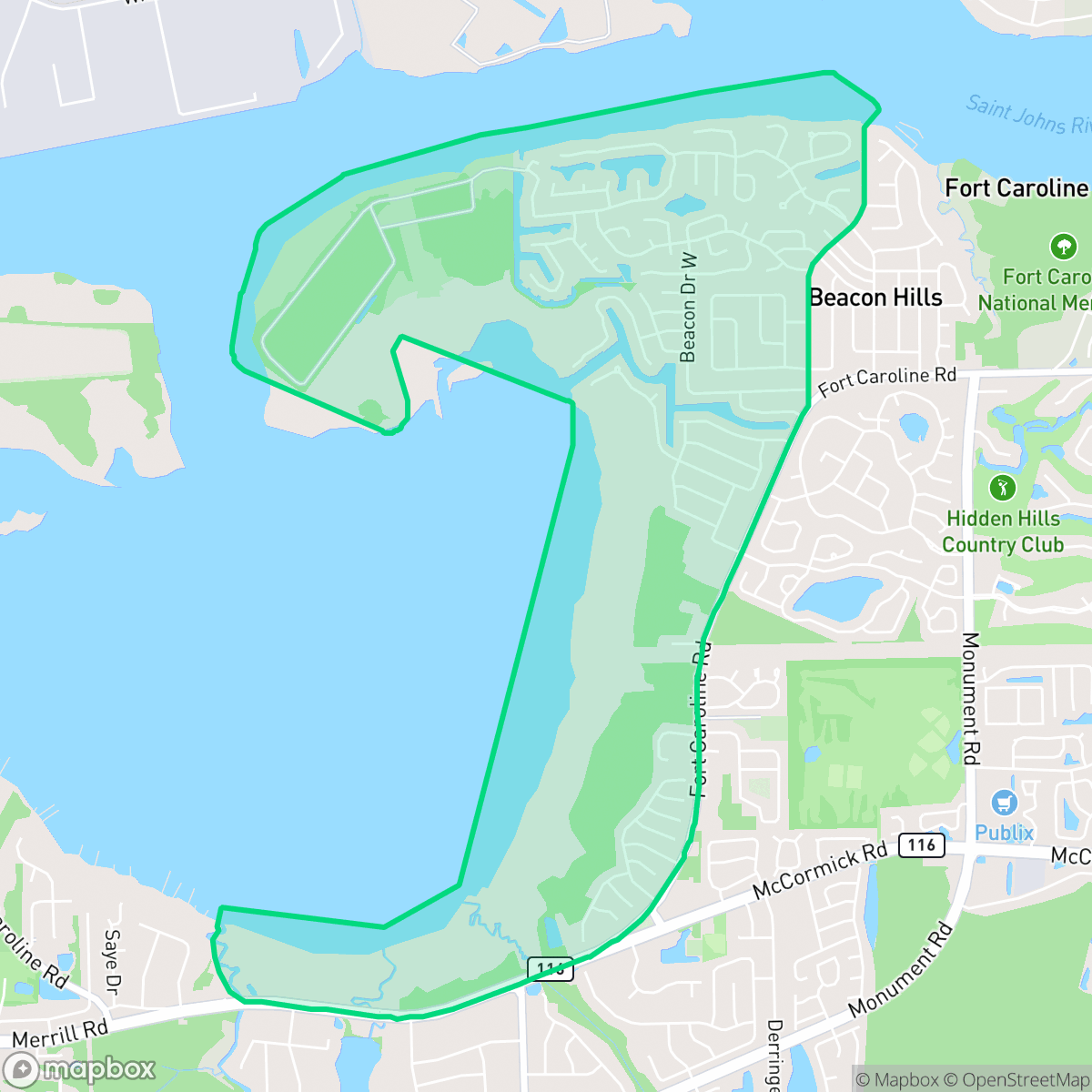 Map showing the location of Beacon Hills and Harbour, Jacksonville, FL