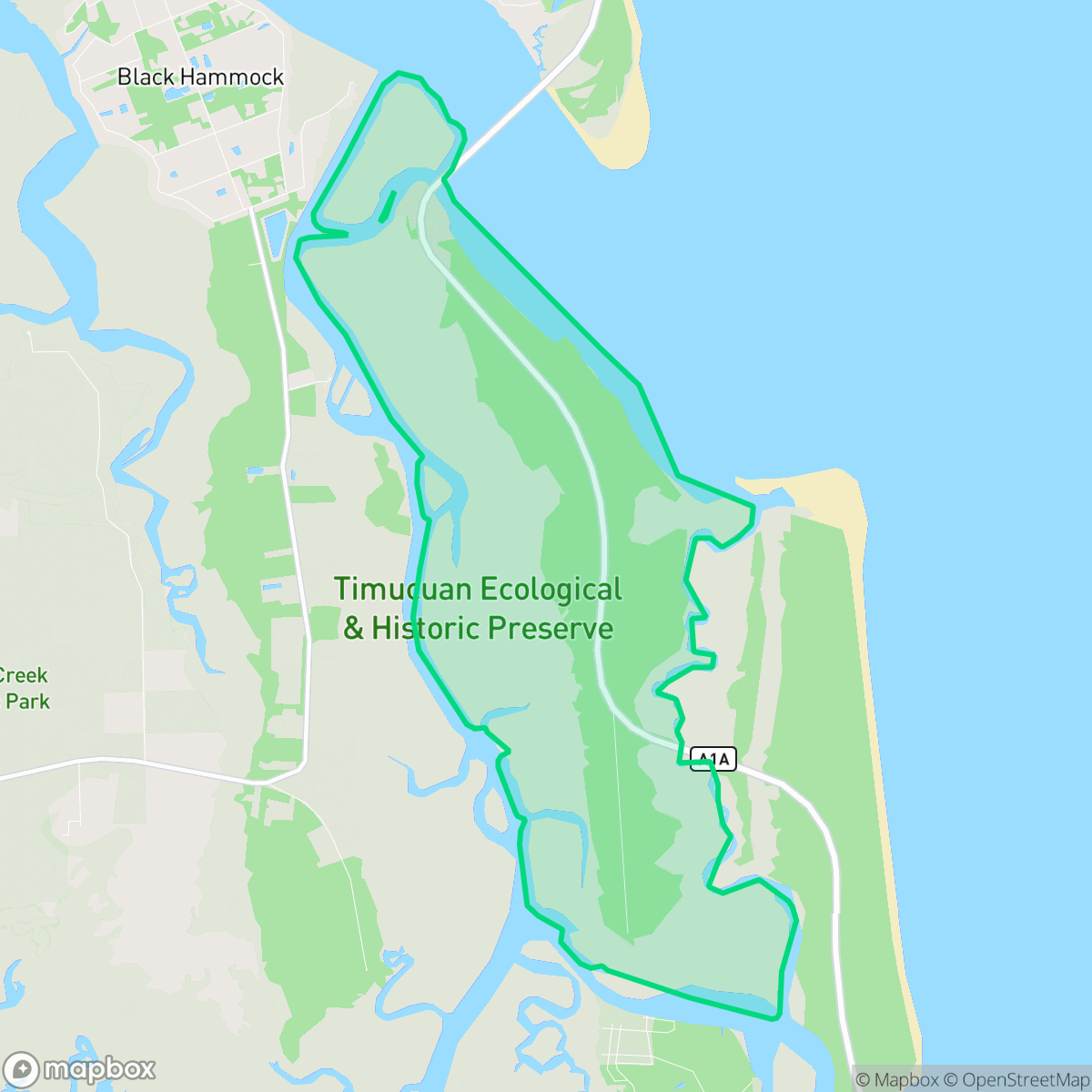 Map showing the location of Big Talbot Island, Jacksonville, FL