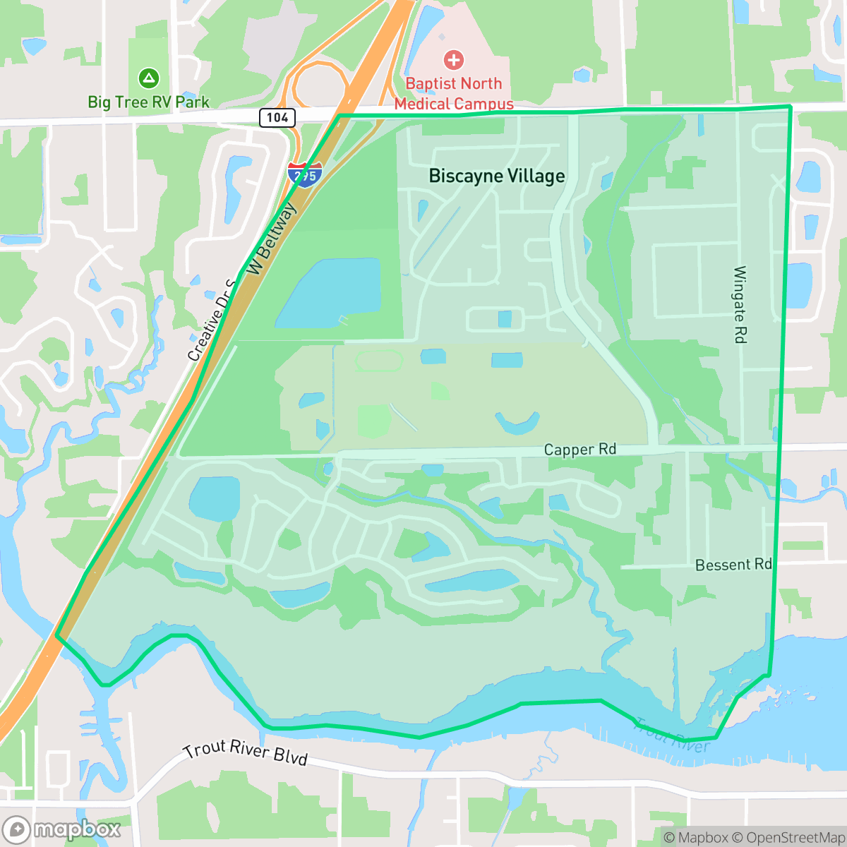 Map showing the location of Biscayne Terrace, Jacksonville, FL