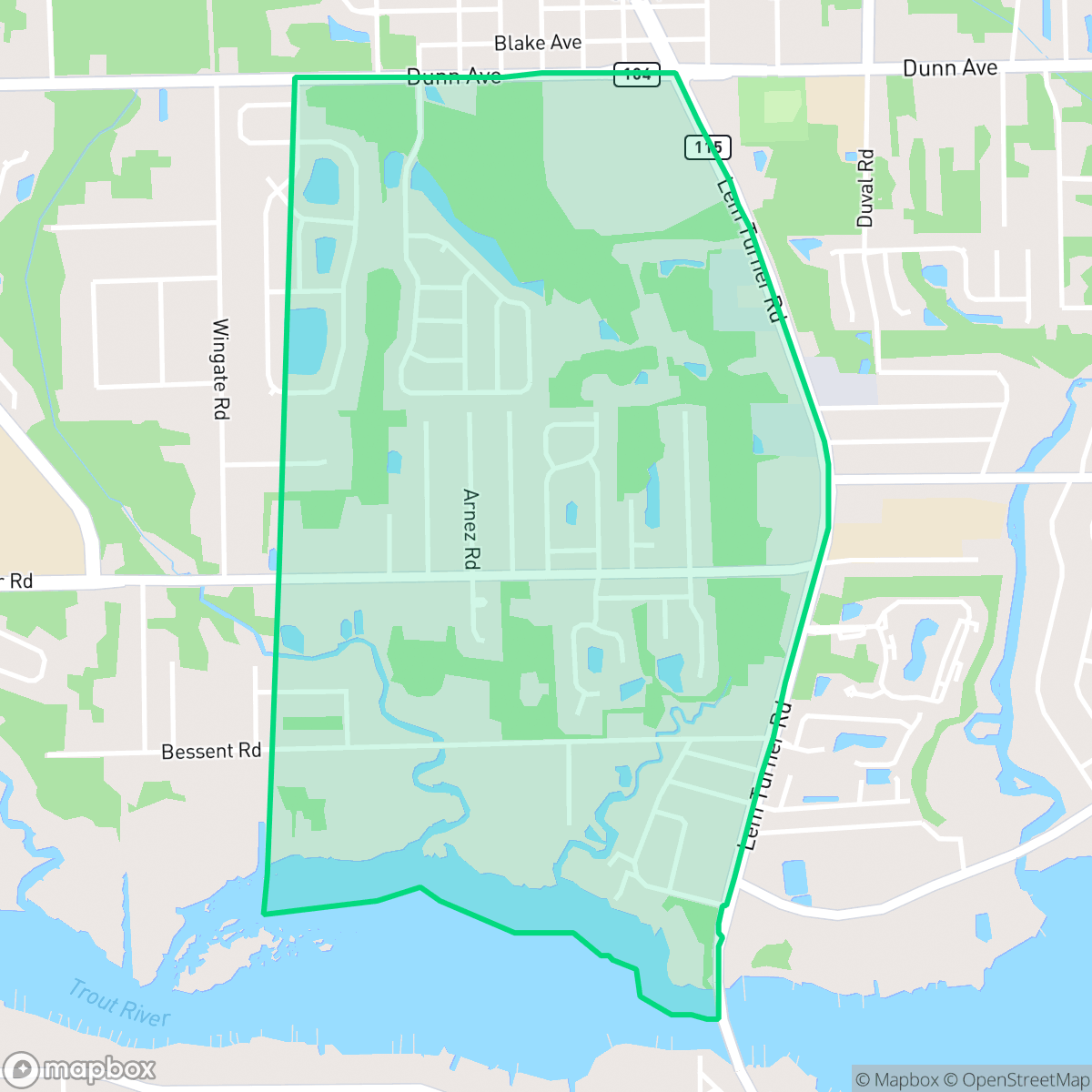 Map showing the location of College Park, Jacksonville, FL