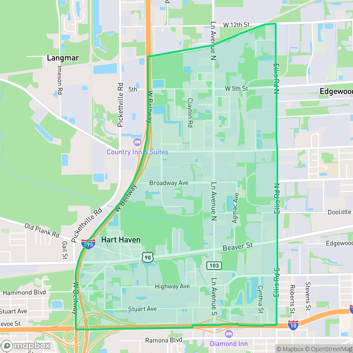 Map showing the location of Commonwealth, Jacksonville, FL