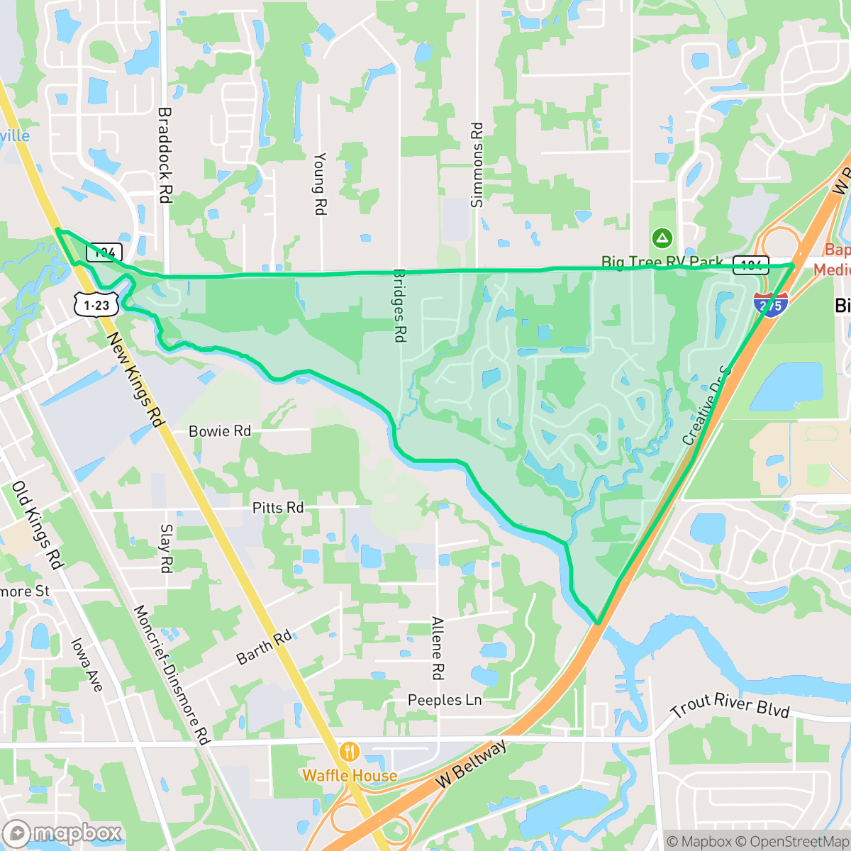 Map showing the location of Copper Hill, Jacksonville, FL
